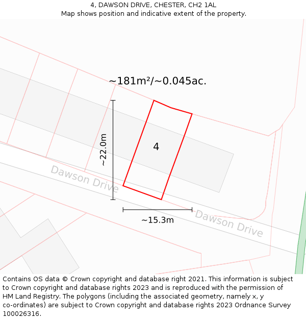 4, DAWSON DRIVE, CHESTER, CH2 1AL: Plot and title map