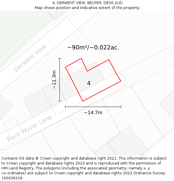 4, DERWENT VIEW, BELPER, DE56 2UD: Plot and title map