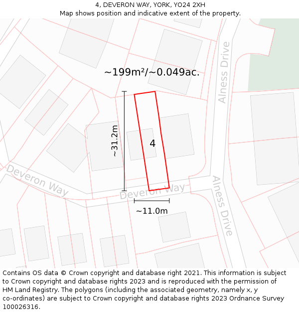 4, DEVERON WAY, YORK, YO24 2XH: Plot and title map