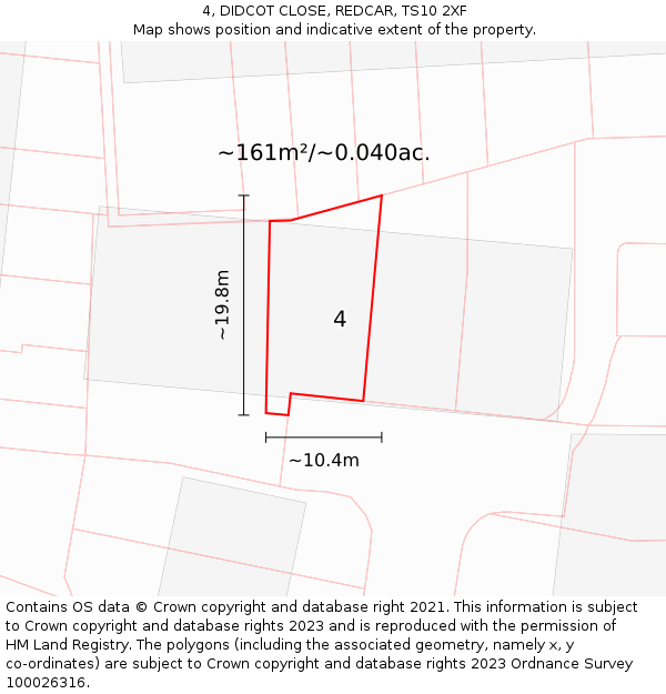 4, DIDCOT CLOSE, REDCAR, TS10 2XF: Plot and title map