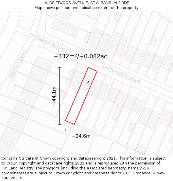 4, DRIFTWOOD AVENUE, ST ALBANS, AL2 3DE: Plot and title map