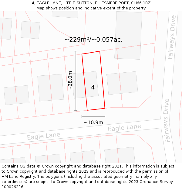 4, EAGLE LANE, LITTLE SUTTON, ELLESMERE PORT, CH66 1RZ: Plot and title map