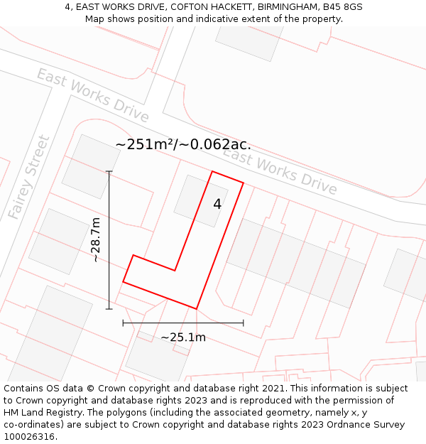 4, EAST WORKS DRIVE, COFTON HACKETT, BIRMINGHAM, B45 8GS: Plot and title map