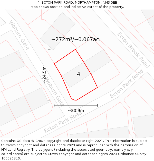 4, ECTON PARK ROAD, NORTHAMPTON, NN3 5EB: Plot and title map