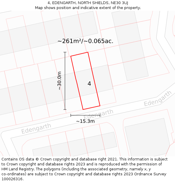 4, EDENGARTH, NORTH SHIELDS, NE30 3UJ: Plot and title map