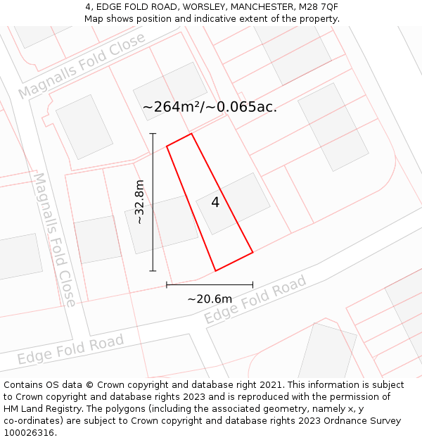 4, EDGE FOLD ROAD, WORSLEY, MANCHESTER, M28 7QF: Plot and title map