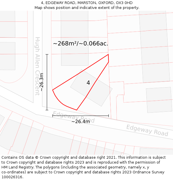 4, EDGEWAY ROAD, MARSTON, OXFORD, OX3 0HD: Plot and title map