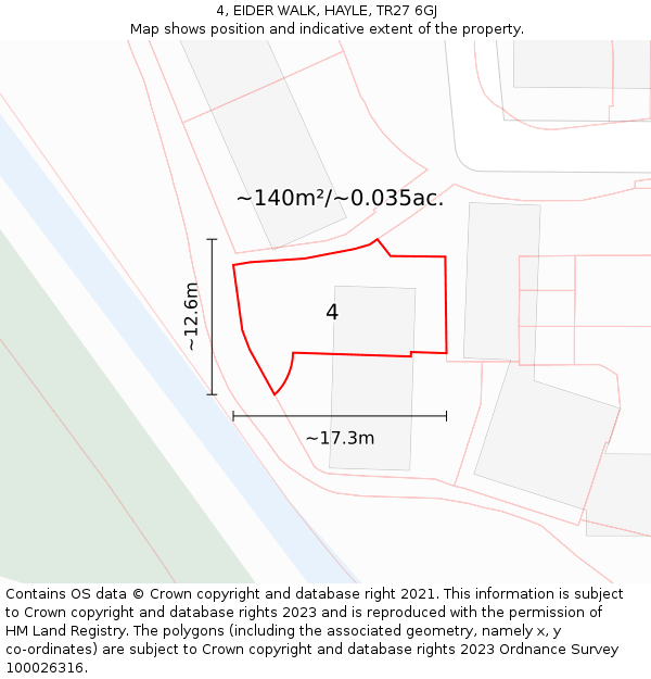 4, EIDER WALK, HAYLE, TR27 6GJ: Plot and title map