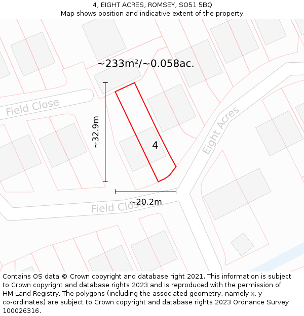 4, EIGHT ACRES, ROMSEY, SO51 5BQ: Plot and title map