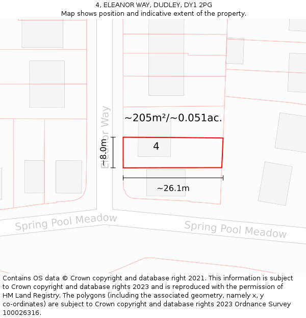 4, ELEANOR WAY, DUDLEY, DY1 2PG: Plot and title map