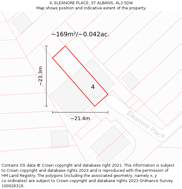 4, ELEANORE PLACE, ST ALBANS, AL3 5DW: Plot and title map