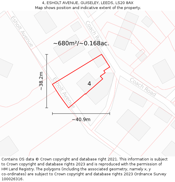 4, ESHOLT AVENUE, GUISELEY, LEEDS, LS20 8AX: Plot and title map