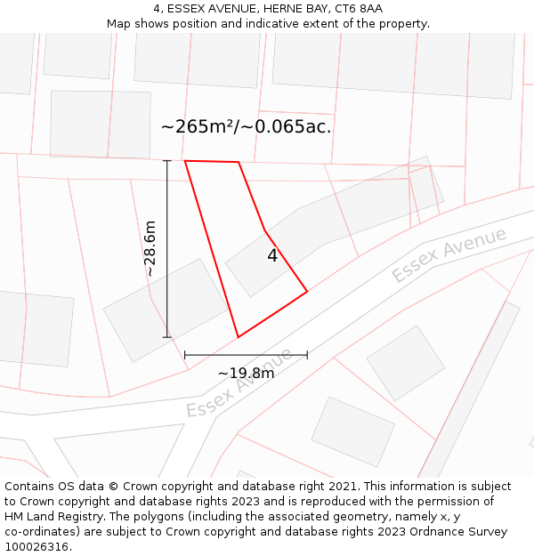 4, ESSEX AVENUE, HERNE BAY, CT6 8AA: Plot and title map