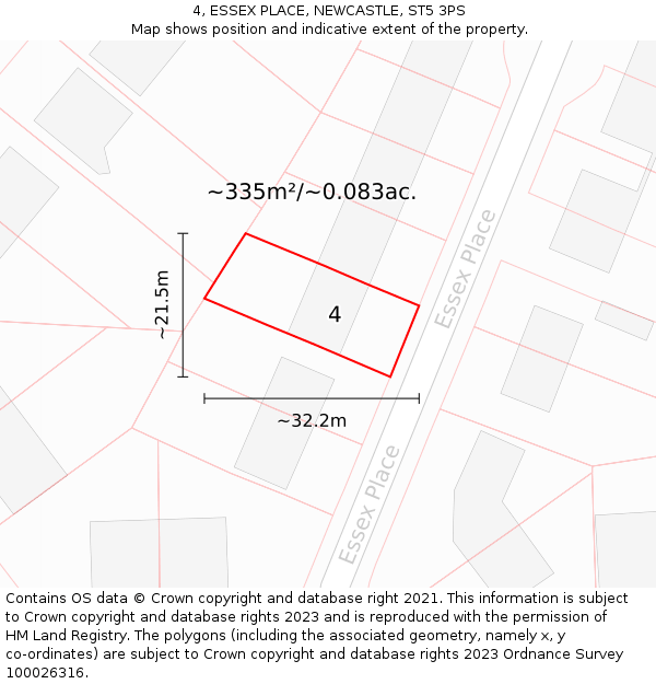 4, ESSEX PLACE, NEWCASTLE, ST5 3PS: Plot and title map