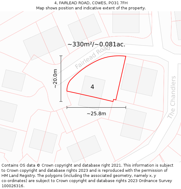 4, FAIRLEAD ROAD, COWES, PO31 7FH: Plot and title map