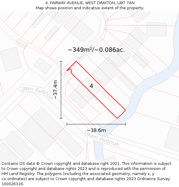 4, FAIRWAY AVENUE, WEST DRAYTON, UB7 7AN: Plot and title map