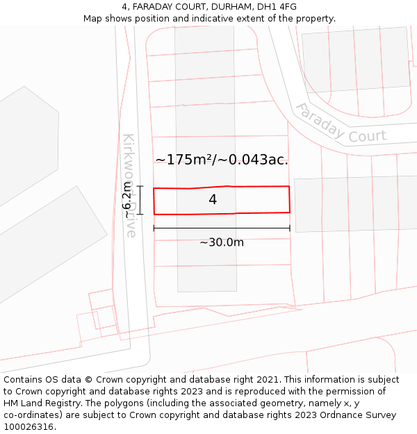 4, FARADAY COURT, DURHAM, DH1 4FG: Plot and title map