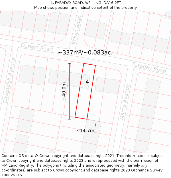 4, FARADAY ROAD, WELLING, DA16 2ET: Plot and title map