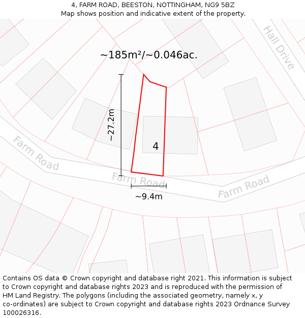 4, FARM ROAD, BEESTON, NOTTINGHAM, NG9 5BZ: Plot and title map