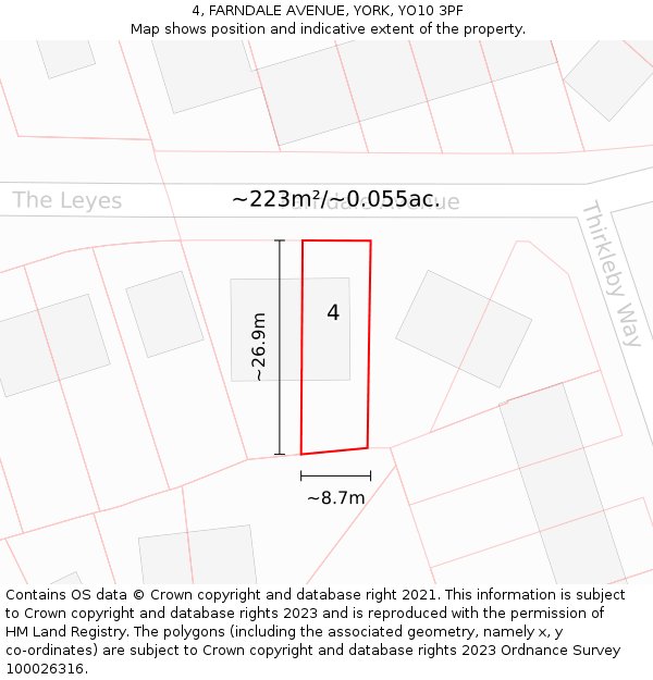 4, FARNDALE AVENUE, YORK, YO10 3PF: Plot and title map