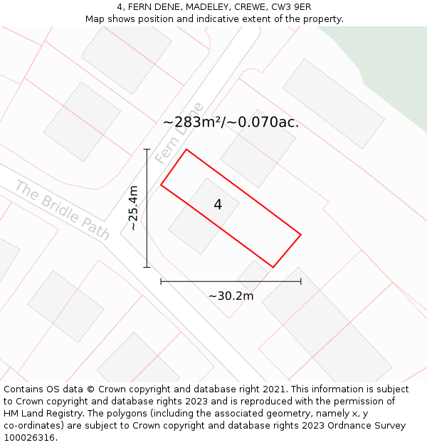 4, FERN DENE, MADELEY, CREWE, CW3 9ER: Plot and title map