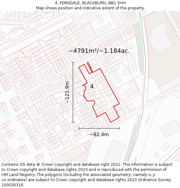 4, FERNDALE, BLACKBURN, BB1 5HH: Plot and title map