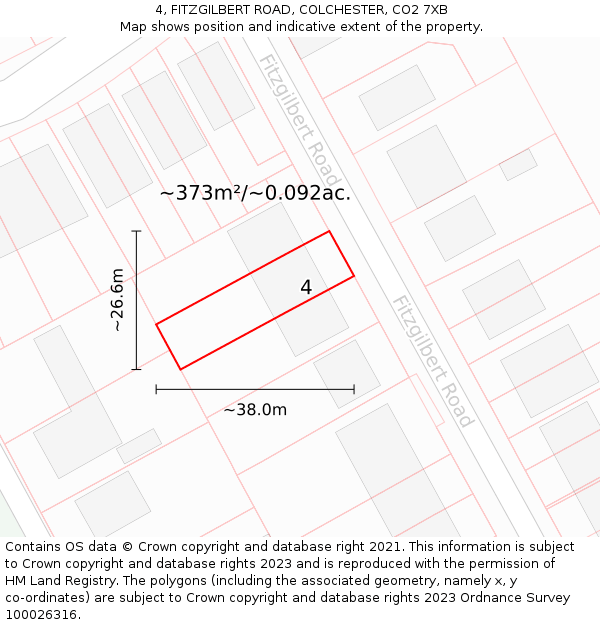 4, FITZGILBERT ROAD, COLCHESTER, CO2 7XB: Plot and title map