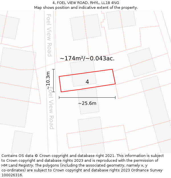 4, FOEL VIEW ROAD, RHYL, LL18 4NG: Plot and title map