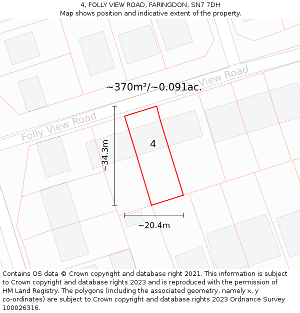 4, FOLLY VIEW ROAD, FARINGDON, SN7 7DH: Plot and title map