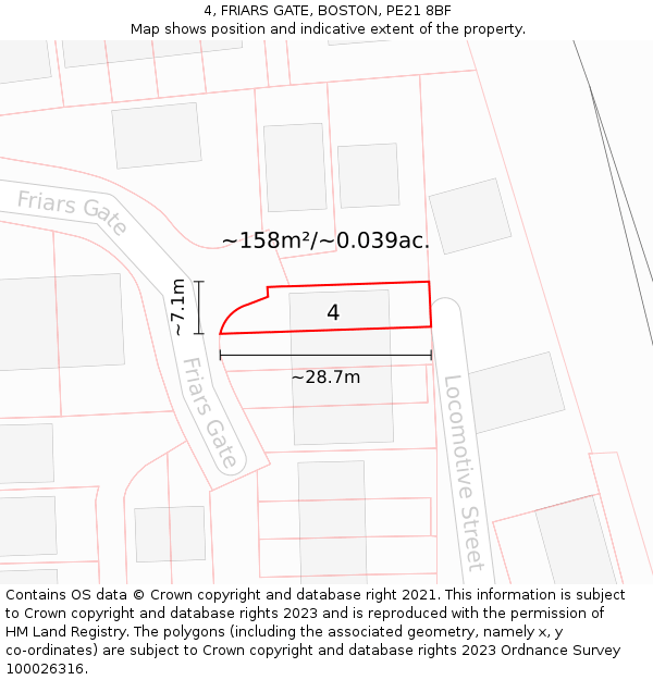 4, FRIARS GATE, BOSTON, PE21 8BF: Plot and title map