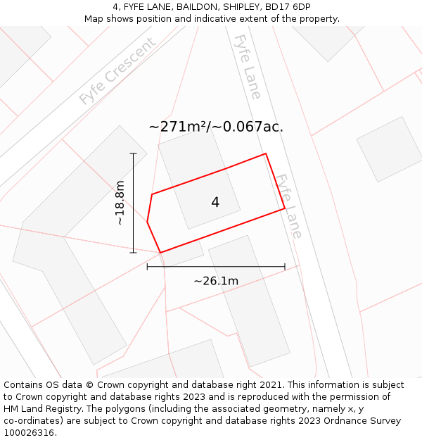 4, FYFE LANE, BAILDON, SHIPLEY, BD17 6DP: Plot and title map