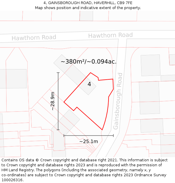 4, GAINSBOROUGH ROAD, HAVERHILL, CB9 7FE: Plot and title map