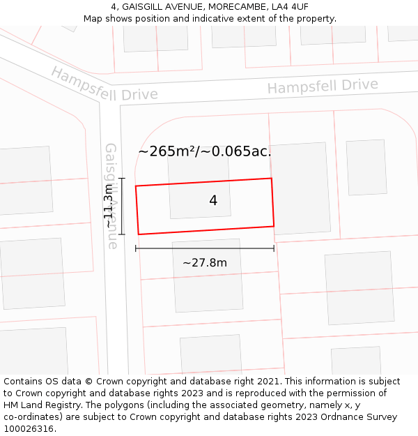 4, GAISGILL AVENUE, MORECAMBE, LA4 4UF: Plot and title map