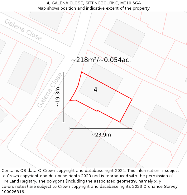 4, GALENA CLOSE, SITTINGBOURNE, ME10 5GA: Plot and title map