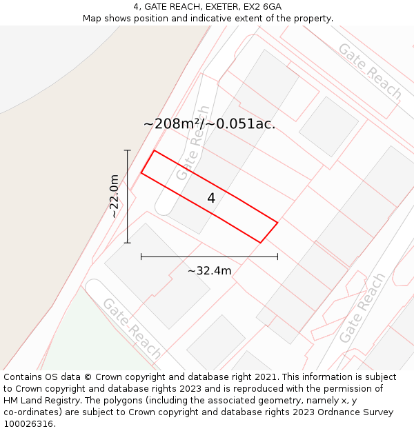 4, GATE REACH, EXETER, EX2 6GA: Plot and title map