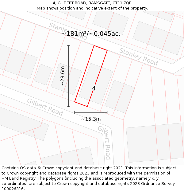 4, GILBERT ROAD, RAMSGATE, CT11 7QR: Plot and title map