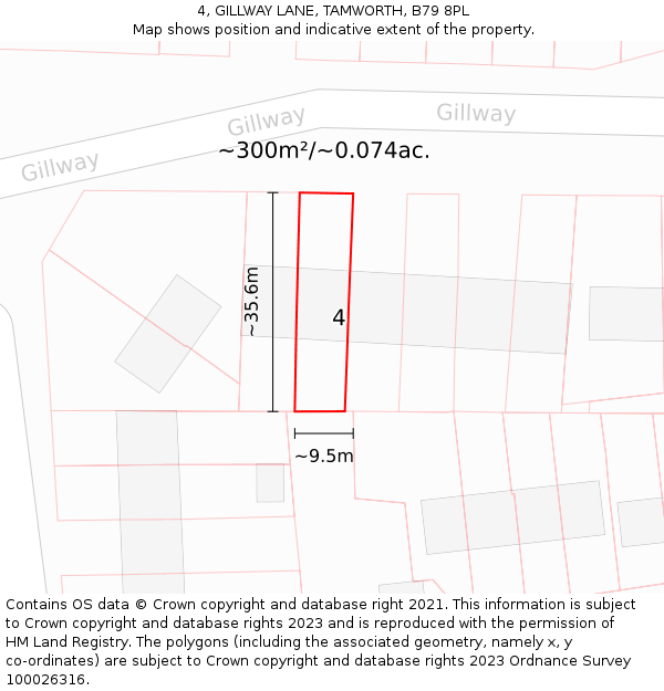 4, GILLWAY LANE, TAMWORTH, B79 8PL: Plot and title map