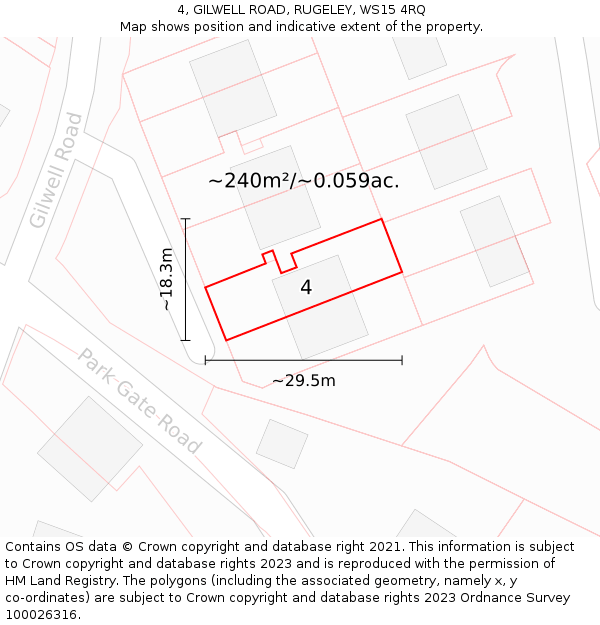 4, GILWELL ROAD, RUGELEY, WS15 4RQ: Plot and title map