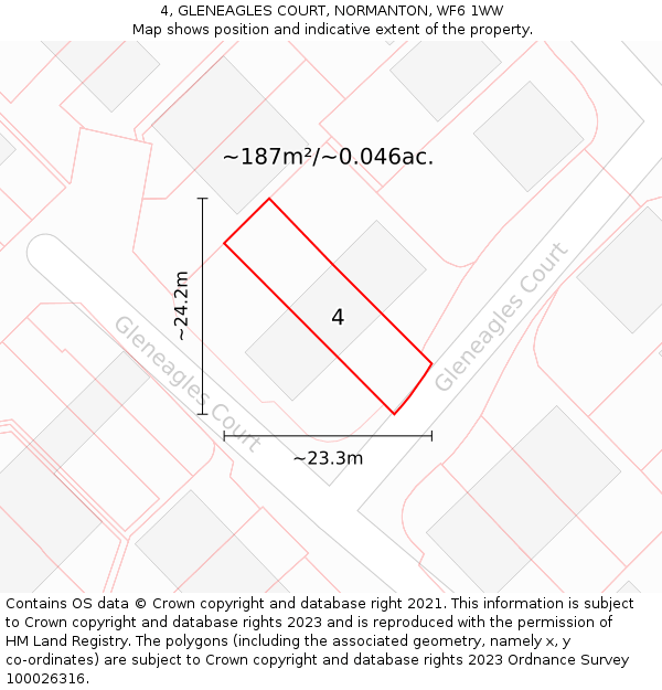 4, GLENEAGLES COURT, NORMANTON, WF6 1WW: Plot and title map