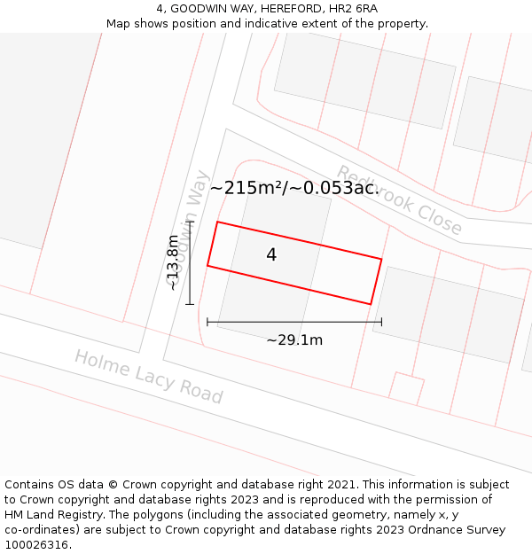 4, GOODWIN WAY, HEREFORD, HR2 6RA: Plot and title map