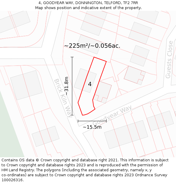 4, GOODYEAR WAY, DONNINGTON, TELFORD, TF2 7RR: Plot and title map