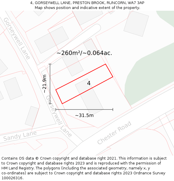 4, GORSEYWELL LANE, PRESTON BROOK, RUNCORN, WA7 3AP: Plot and title map