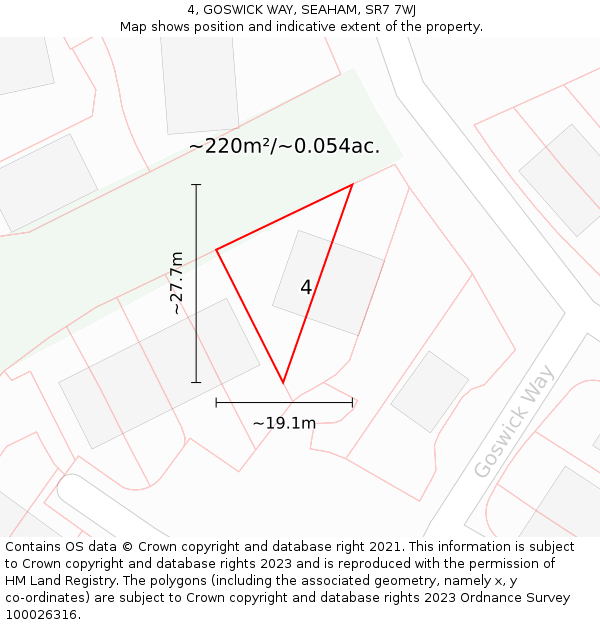 4, GOSWICK WAY, SEAHAM, SR7 7WJ: Plot and title map