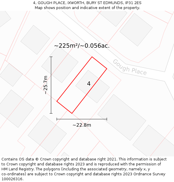 4, GOUGH PLACE, IXWORTH, BURY ST EDMUNDS, IP31 2ES: Plot and title map