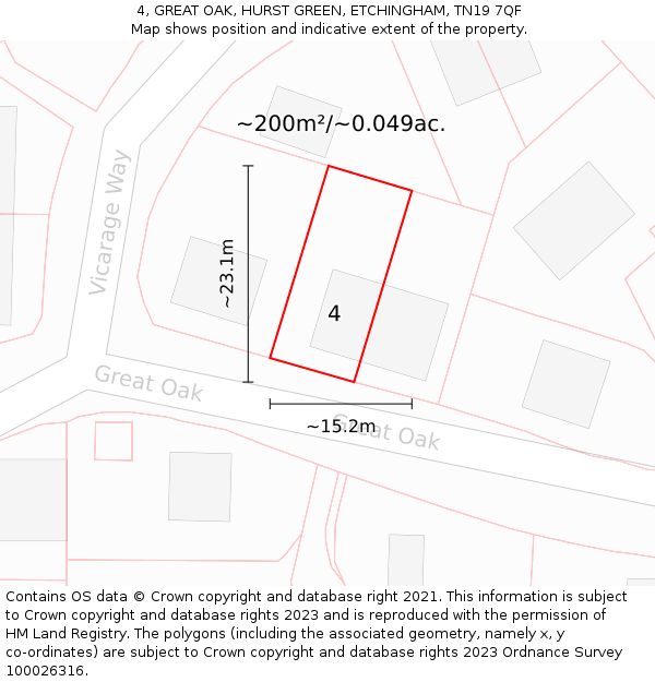 4, GREAT OAK, HURST GREEN, ETCHINGHAM, TN19 7QF: Plot and title map