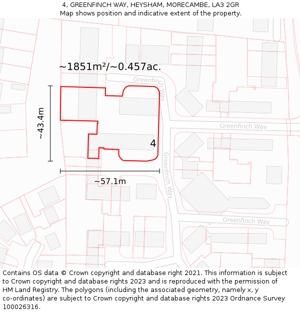 4, GREENFINCH WAY, HEYSHAM, MORECAMBE, LA3 2GR: Plot and title map