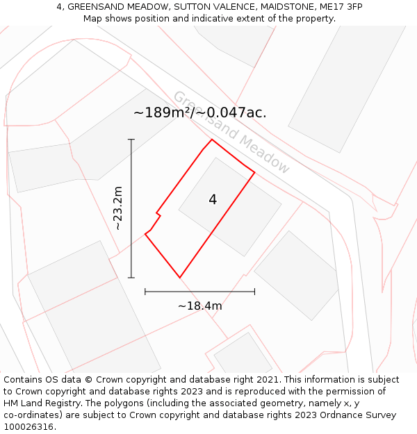 4, GREENSAND MEADOW, SUTTON VALENCE, MAIDSTONE, ME17 3FP: Plot and title map