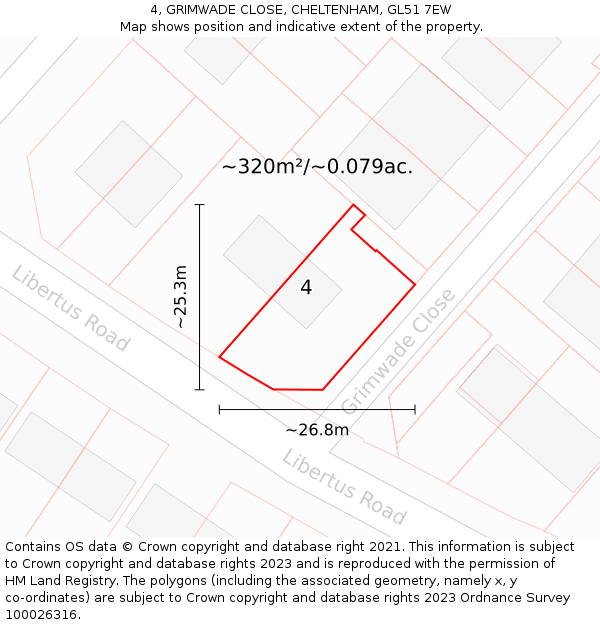 4, GRIMWADE CLOSE, CHELTENHAM, GL51 7EW: Plot and title map