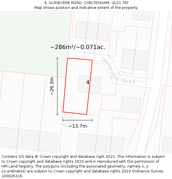 4, GUINEVERE ROAD, CHELTENHAM, GL51 7EF: Plot and title map