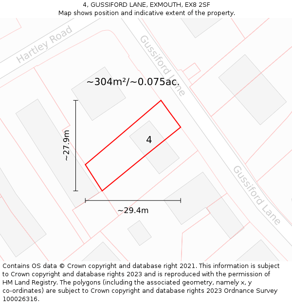 4, GUSSIFORD LANE, EXMOUTH, EX8 2SF: Plot and title map